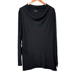 Ruti Womens Black Long Sleeve Draped Cowl Neck Top Minimalist Tunic Size 5-L/XL